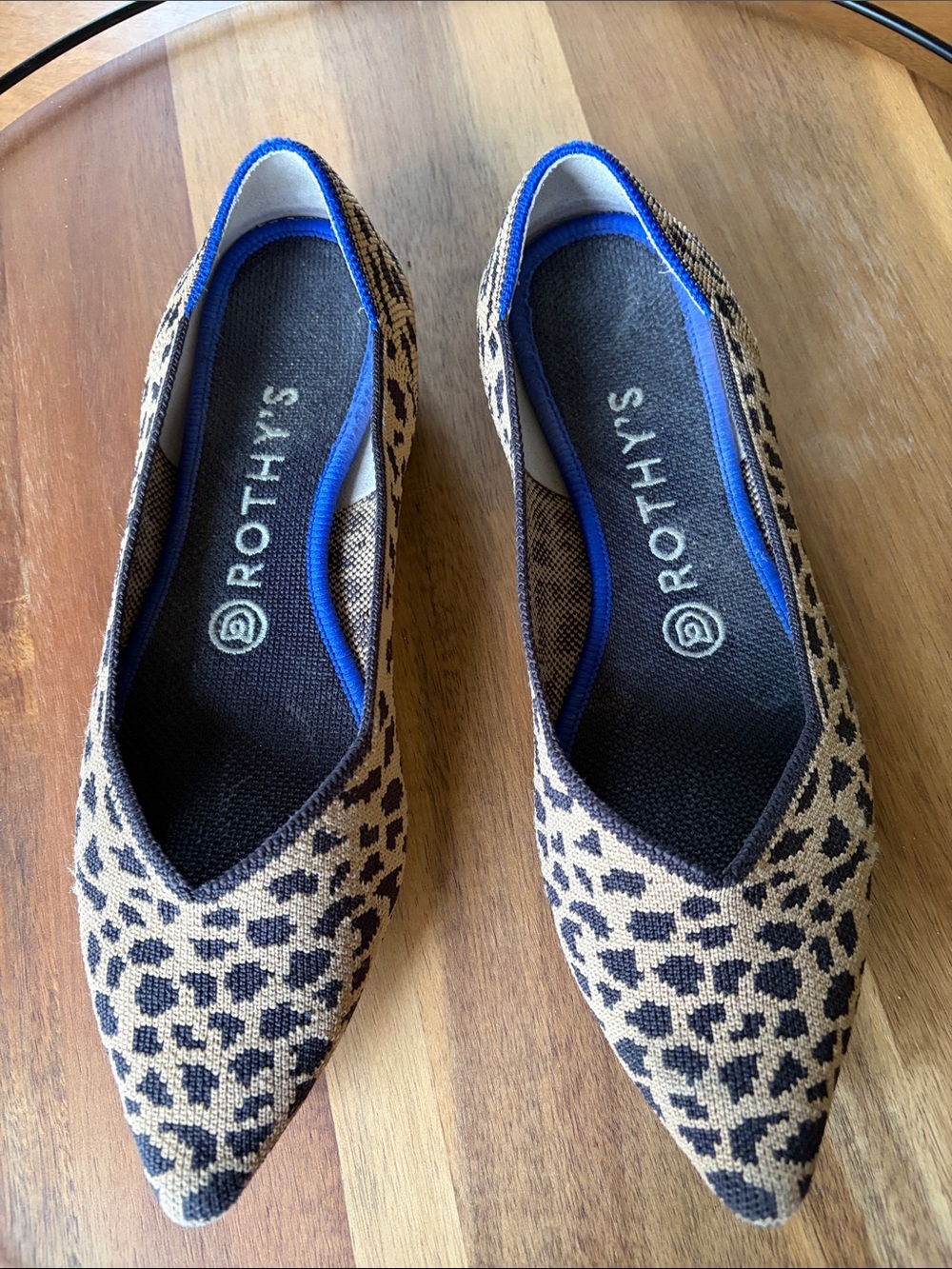 Rothy's The Point Cheetah Leopard Knit Flats in Tan and Black Size 7.5 - Picture 2 of 4